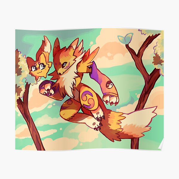Renamon and Viximon Poster RB2806 product Offical digimon Merch