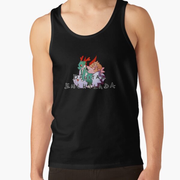 A Dracomon and a Lopmon ride on a Culumon Enchilada Tank Top RB2806 product Offical digimon Merch